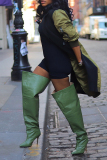 Green Turndown Collar Long Sleeve Casual Cardigan Long Blazer Trench Coat