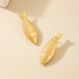 Gold Casual Cartoon Metal Fish Earrings