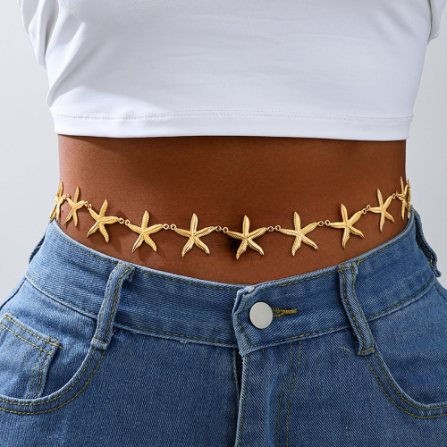 Gold Dance Carnival Party Metal Starfish Waist Chain