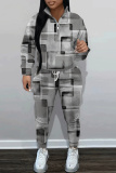 Orange Graphics Print Zipper Collar Long Sleeve Sweatshirt And Pants Sportwear Casual Two Pieces Jogger Sets
