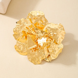 Gold Metal Multi-Layered Large Flower Ring