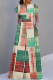 Colorful Casual Graphics Print V Neck Short Sleeve Vacation Wide Leg Jumpsuits