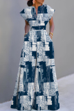 Colorful Casual Graphics Print V Neck Short Sleeve Vacation Wide Leg Jumpsuits