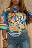 Multicolor Graphics Print V Neck Half Sleeve Casual Oversize T-Shirts