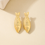 Gold Casual Cartoon Metal Fish Earrings