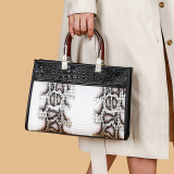 Brown Snake Pattern Business Commuter Bag Pu Shoulder Handbag