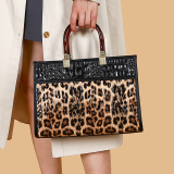 Brown Snake Pattern Business Commuter Bag Pu Shoulder Handbag
