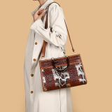 Brown Snake Pattern Business Commuter Bag Pu Shoulder Handbag