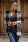 Multicolor Plaid Print Buttons Turn-back Collar Long Sleeve Formal Office Casual Blazer Jackets