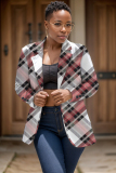 Multicolor Plaid Print Buttons Turn-back Collar Long Sleeve Formal Office Casual Blazer Jackets