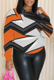 Pink Purple Graphics Print O Neck Long Sleeve Casual Outing Plus Size Fall Winter Sweatshirt