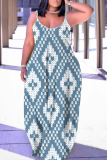 Multicolor Graphics Print Backless Spaghetti Strap Sleeveless Vacation Loose Long Maxi Slip Dresses