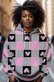 Black Pink Letter Figure Print Long Sleeve Loose Fall Winter Hooded Sweatshit