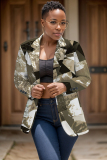 Light Green Graphcis Print Buttons Turn-back Collar Long Sleeve Formal Office Casual Blazer Jackets