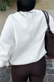 Dark Gray Leopard Print Zipper O Neck Long Sleeve Casual Fall Winter Sweatshirt Tops