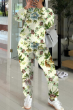 Black Pink Graphics Print O Neck Long Sleeve Sweatshirt And Skinny Pants Sportwear Casual Two Pieces Matching Sweatsuit Set