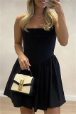 Black Backless Sleeveless Formal Evening Party Prom Halter Pleated Mini Dresses