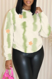 Pink Purple Graphics Print O Neck Long Sleeve Casual Outing Plus Size Fall Winter Sweatshirt