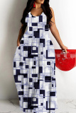 Pink Graphics Print Backless Sleeveless Spaghetti Strap Floor Length Vacation Baggy Sundress Slip Maxi Dress