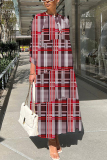 Dark Grey Graphics Print O Neck 3/4 Sleeve Long Loose Vacation Casual Pleated Maxi Dresses