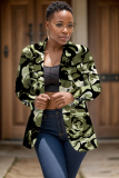 Light Green Graphcis Print Buttons Turn-back Collar Long Sleeve Formal Office Casual Blazer Jackets