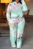 Blue White Floral Print Long Sleeve Hooded Sweatshirt And Pant Casual Sportwear Two Piece Jogger Set