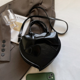 Black Zipper Heart-shaped Casual Bow Decor Love Bag