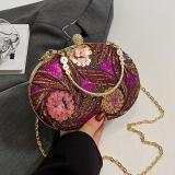 Yellow Casual Sequins Chains Patterned Crossbody Handbag