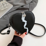 Red Graphics Print Zipper Heart-shaped Casual Small Shoulder PU Crossbody Bag