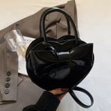 Black Zipper Heart-shaped Casual Bow Decor Love Bag