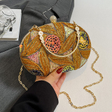 Yellow Casual Sequins Chains Patterned Crossbody Handbag