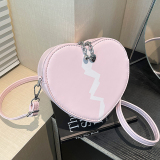 Red Graphics Print Zipper Heart-shaped Casual Small Shoulder PU Crossbody Bag