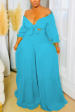 Black V Neck Half Sleeve Belted Crop Tops And Wide Leg Pants Vacation Casual Two Pieces Trouser Sets