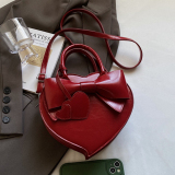 Black Zipper Heart-shaped Casual Bow Decor Love Bag