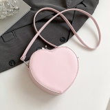 Red Graphics Print Zipper Heart-shaped Casual Small Shoulder PU Crossbody Bag