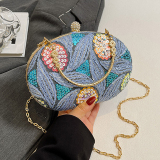 Yellow Casual Sequins Chains Patterned Crossbody Handbag