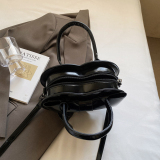 Black Zipper Heart-shaped Casual Bow Decor Love Bag