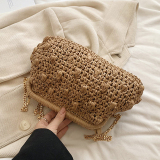 Off White Braided One Shoulder Hollow Beach Chains Weave Bags