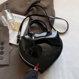 Black Zipper Heart-shaped Casual Bow Decor Love Bag