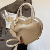 Black Zipper Heart-shaped Casual Bow Decor Love Bag