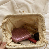 Off White Braided One Shoulder Hollow Beach Chains Weave Bags