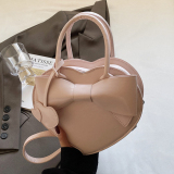 Black Zipper Heart-shaped Casual Bow Decor Love Bag