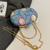 Yellow Casual Sequins Chains Patterned Crossbody Handbag