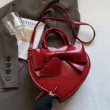 Black Zipper Heart-shaped Casual Bow Decor Love Bag