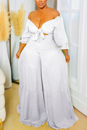 Black V Neck Half Sleeve Belted Crop Tops And Wide Leg Pants Vacation Casual Two Pieces Trouser Sets