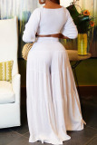 Black V Neck Half Sleeve Belted Crop Tops And Wide Leg Pants Vacation Casual Two Pieces Trouser Sets