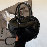 Black Zipper Heart-shaped Casual Bow Decor Love Bag
