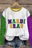 White Gold Letter Print O Neck Long Sleeve Casual Fall Winter Sweatshirt Tops