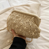 Off White Braided One Shoulder Hollow Beach Chains Weave Bags