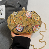 Yellow Casual Sequins Chains Patterned Crossbody Handbag